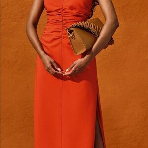 Elegant BRAND NWT ANDREA IYAMAH Niro ruched maxi dress SZ MED. exquisite dress.